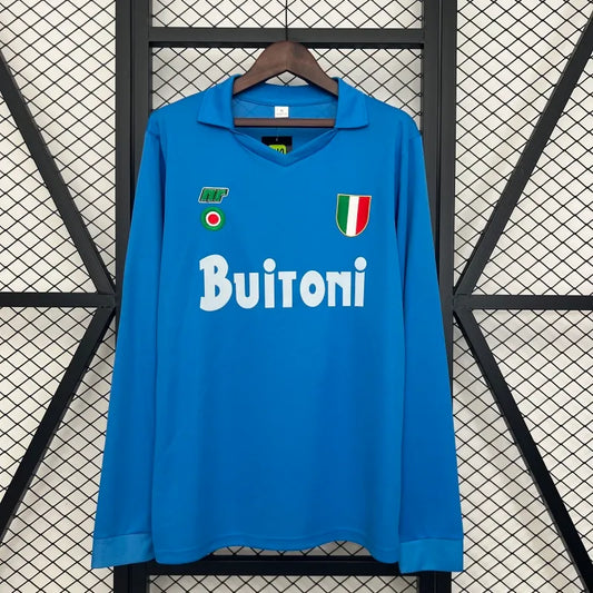 Camiseta Napoli Manga Larga Local Retro 1987/88 Versión Fan